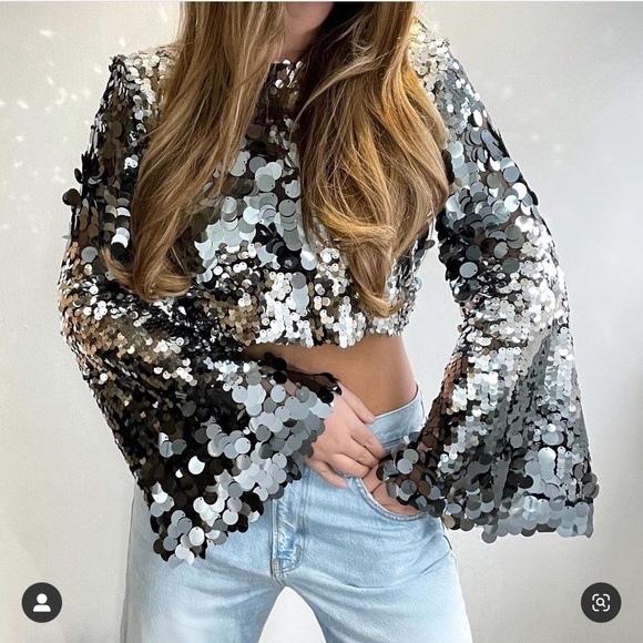 GORGEOUS ZARA NWT SPECIAL EDITION Sequin Crop Top - Picture 3 of 16